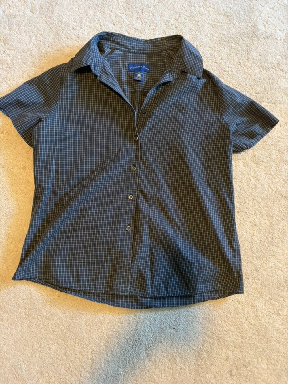 Charter Club dark grey & white button up shirt